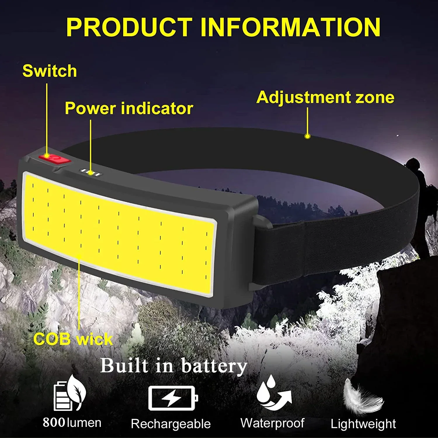 Mocna latarka czołowa LED COB  – Fish Finder Battery recenzja i cena